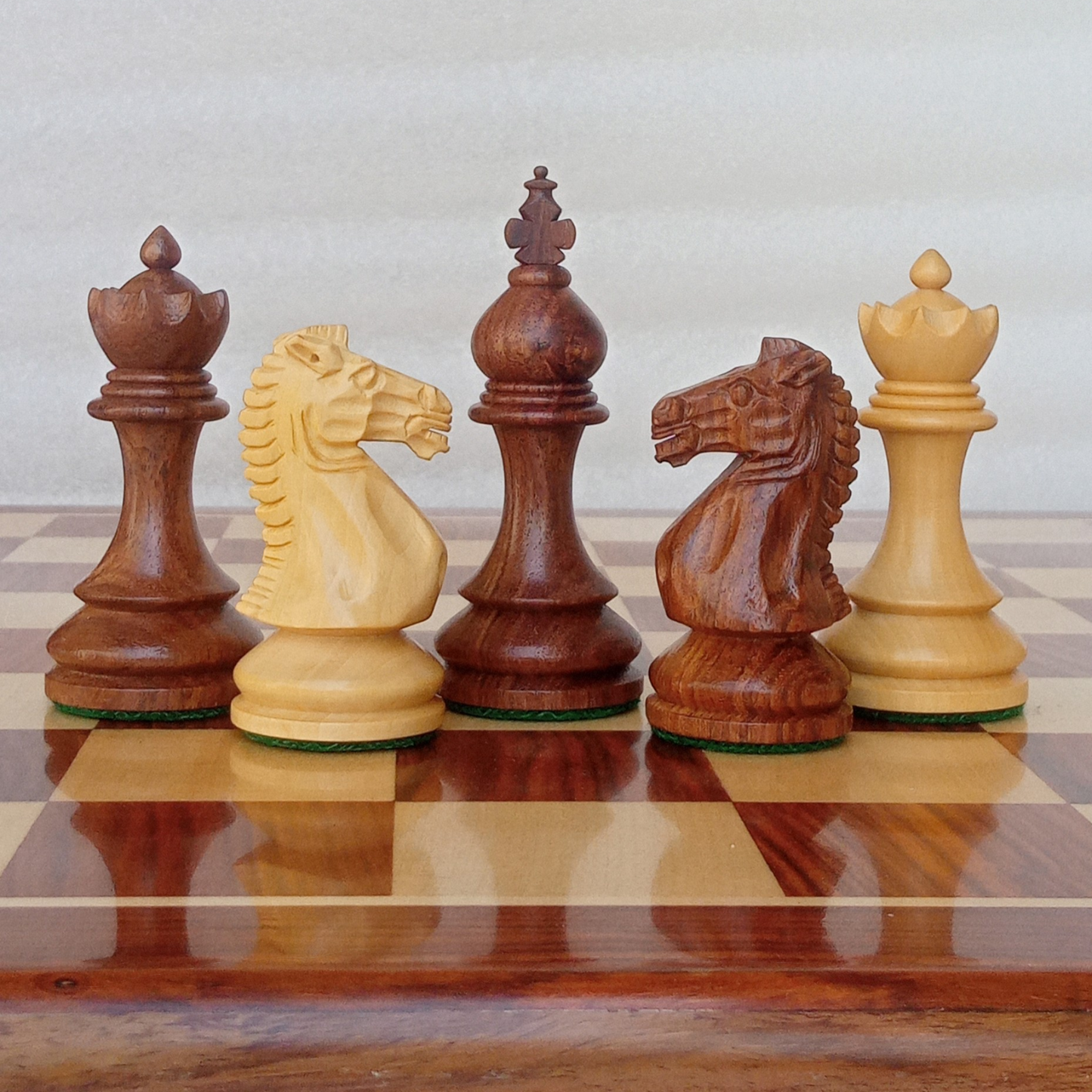 17 x 17 inch Wooden FLAT Chess Board with 3.75" Taj Series - Wooden Chess Coins