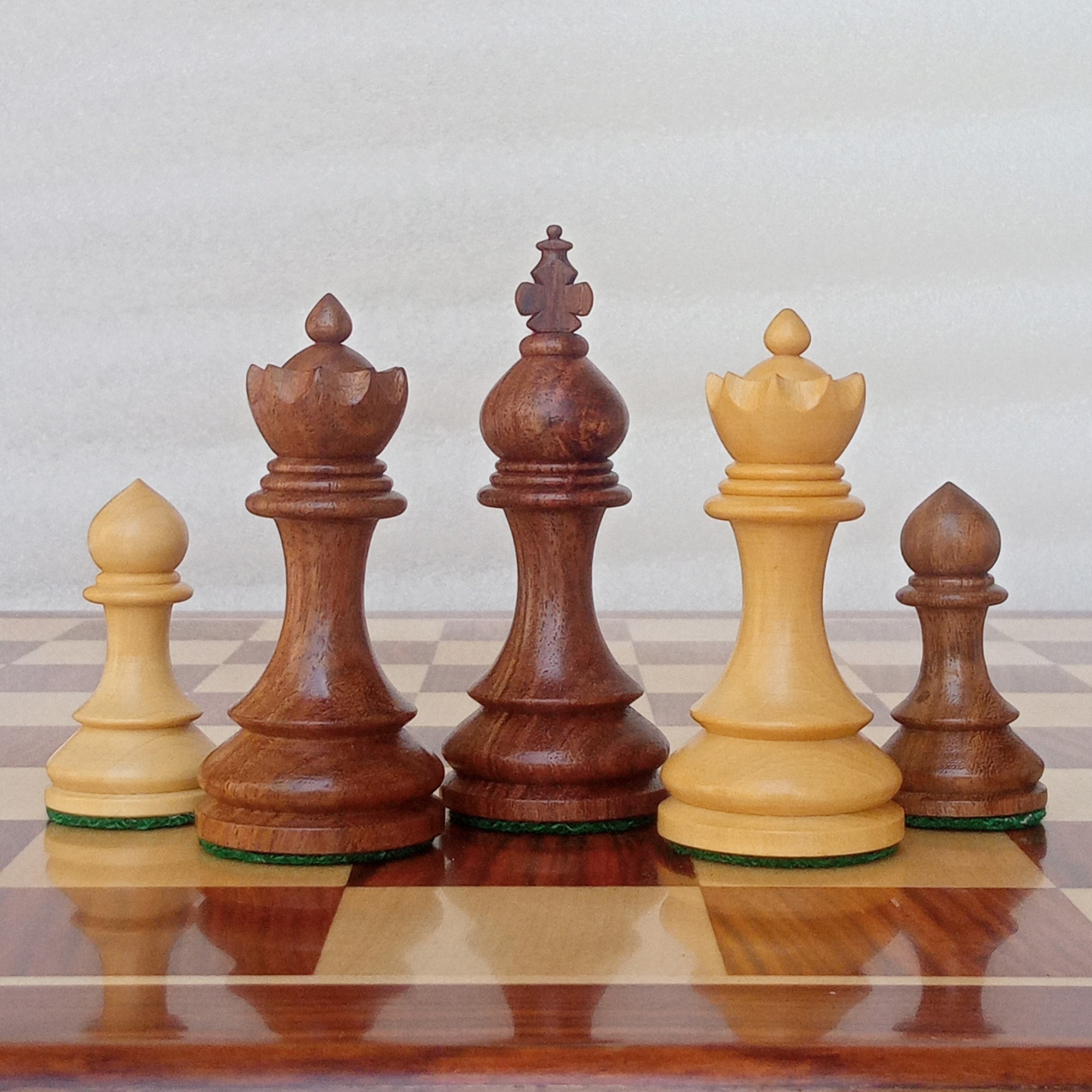 17 x 17 inch Wooden FLAT Chess Board with 3.75" Taj Series - Wooden Chess Coins