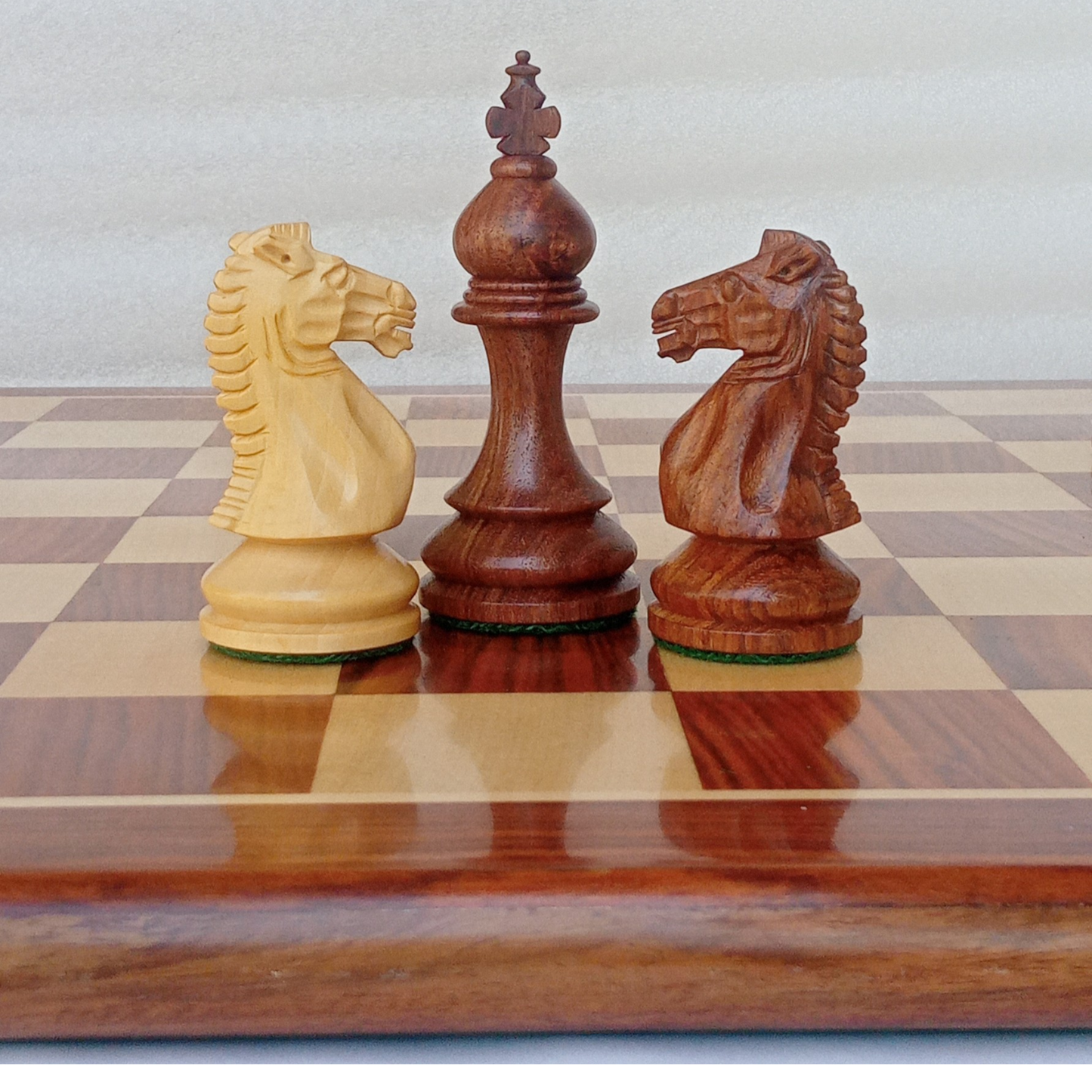 17 x 17 inch Wooden FLAT Chess Board with 3.75" Taj Series - Wooden Chess Coins