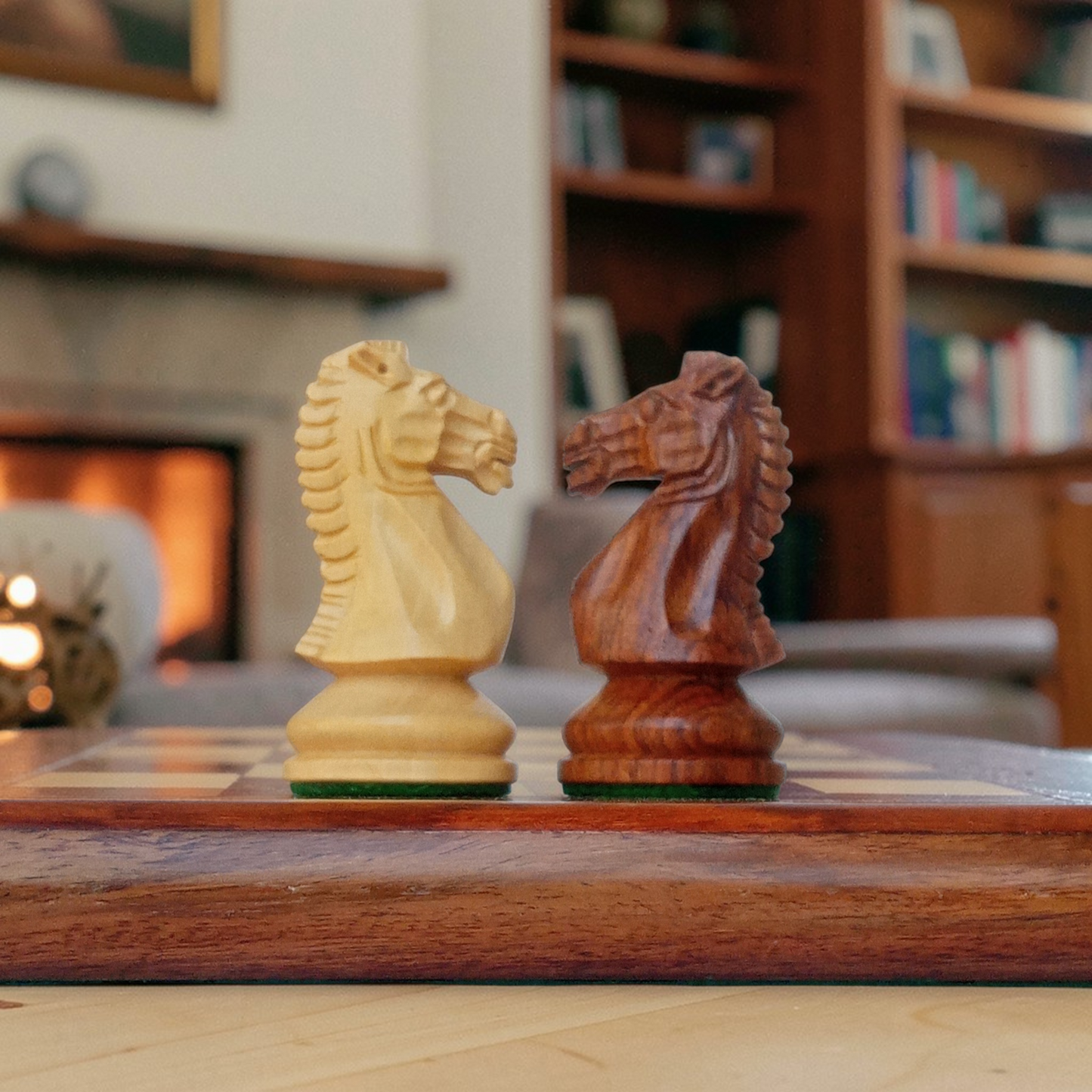 17 x 17 inch Wooden FLAT Chess Board with 3.75" Taj Series - Wooden Chess Coins