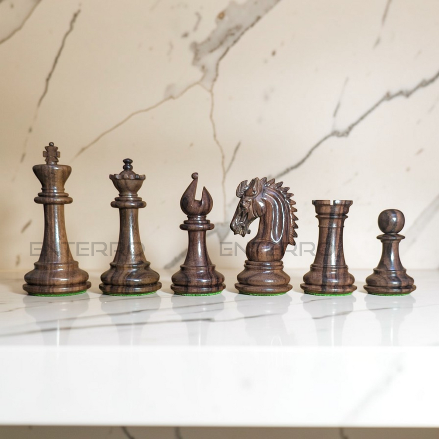 3.9" Emperor Series Wooden Chess Pieces - Made of Rosewood and Boxwood