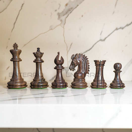 3.9" Emperor Series Wooden Chess Pieces - Made of Rosewood and Boxwood