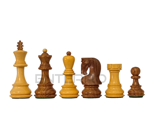 3.75" Reproduced 1959 Russian Zagreb Series Wooden Chess Pieces with 2 extra Queens - Made of Acacia/Rosewood and Boxwood - Handcrafted (without chess board)