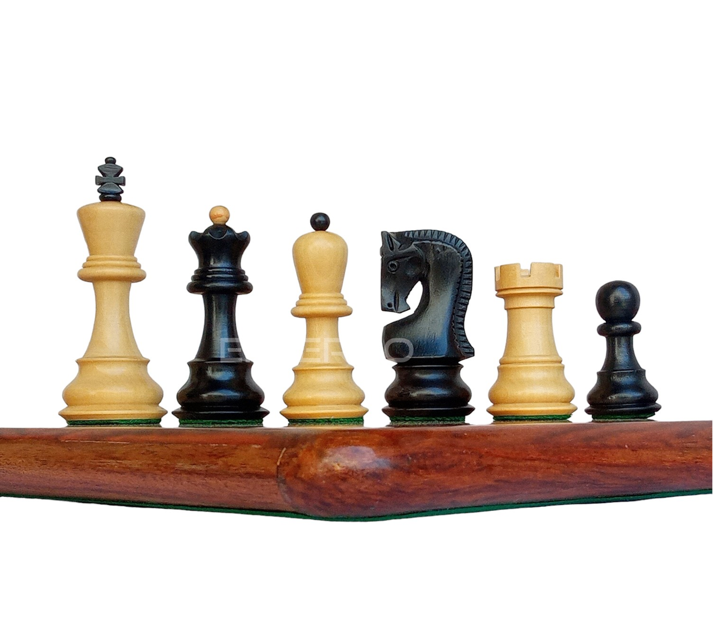 3.75" Reproduced 1959 Russian Zagreb Series Wooden Chess Pieces with 2 extra Queens - Made of Ebonized and Boxwood (without chess board)