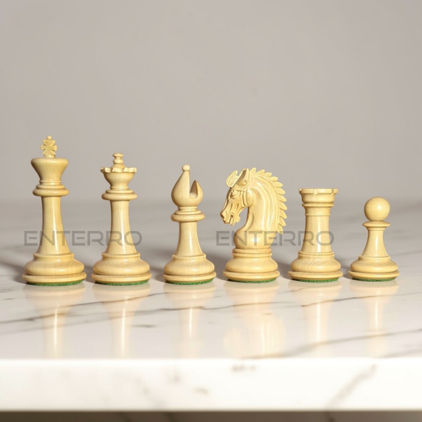 3.9" Emperor Series Wooden Chess Pieces - Made of Rosewood and Boxwood