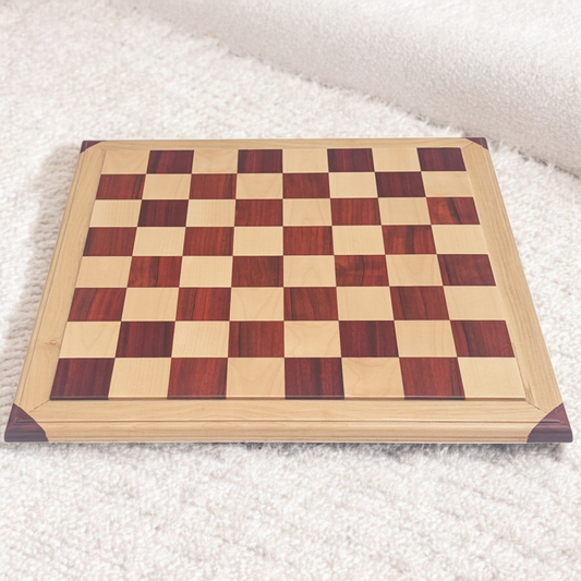 21 x 21 inch Natural Red Rosewood and Maple Wood FLAT Chess Board without Chess Pieces - Premium Handcrafted