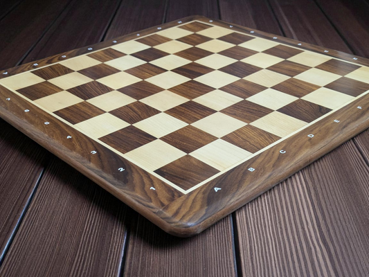 ENTERRO™ Tablero de ajedrez PLANO de palisandro dorado premium de 19 x 19 pulgadas sin piezas de ajedrez - Hecho a mano con paciencia