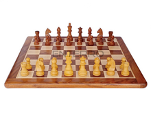 Charger l&#39;image dans la galerie, ENTERRO™ Wooden FLAT Chess Board 17 x 17 inch with Chess Coins King Size 3&quot; high - Premium Quality - Handcrafted - 32 Chess Coins with 2 Extra Queens