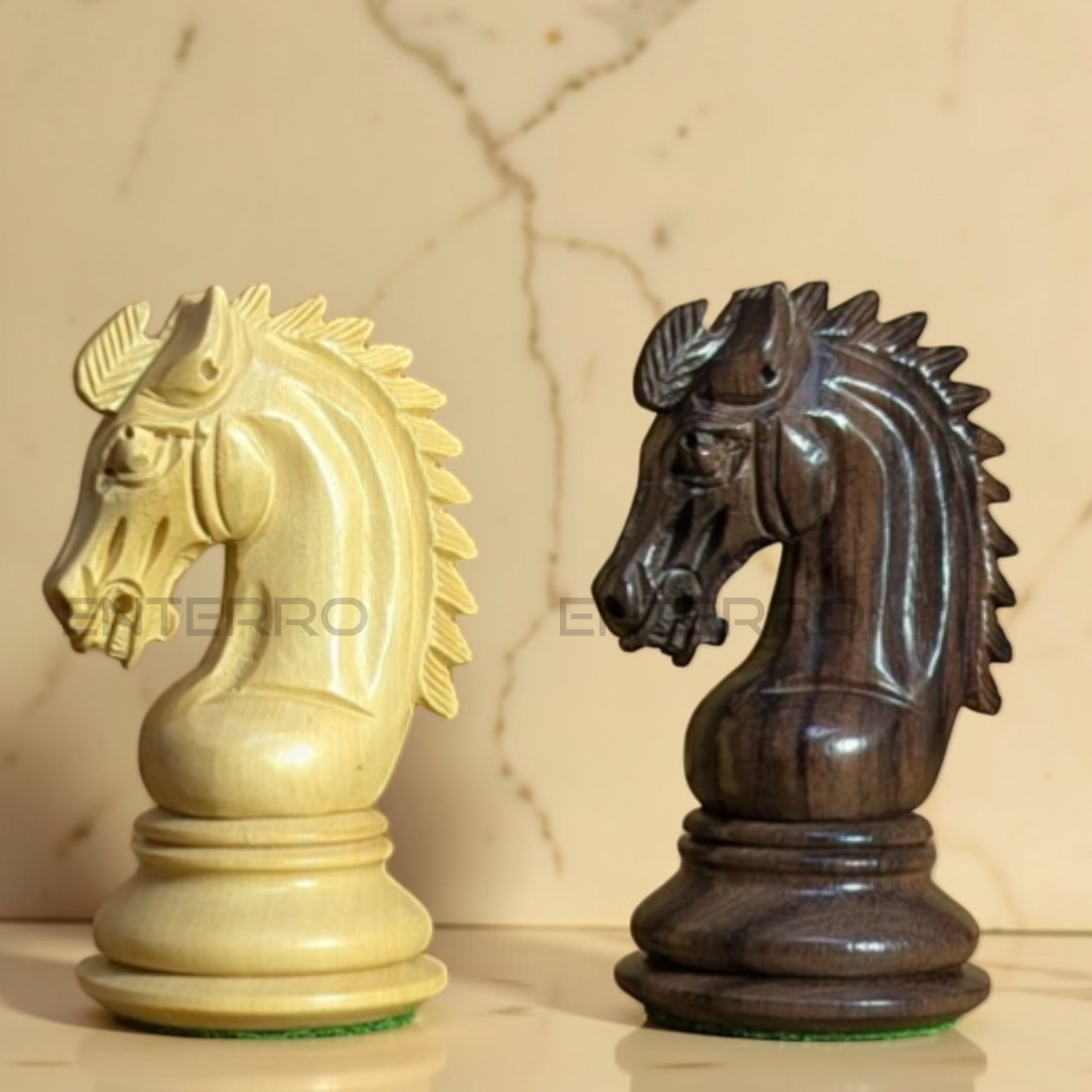 3.9" Emperor Series Wooden Chess Pieces - Made of Rosewood and Boxwood