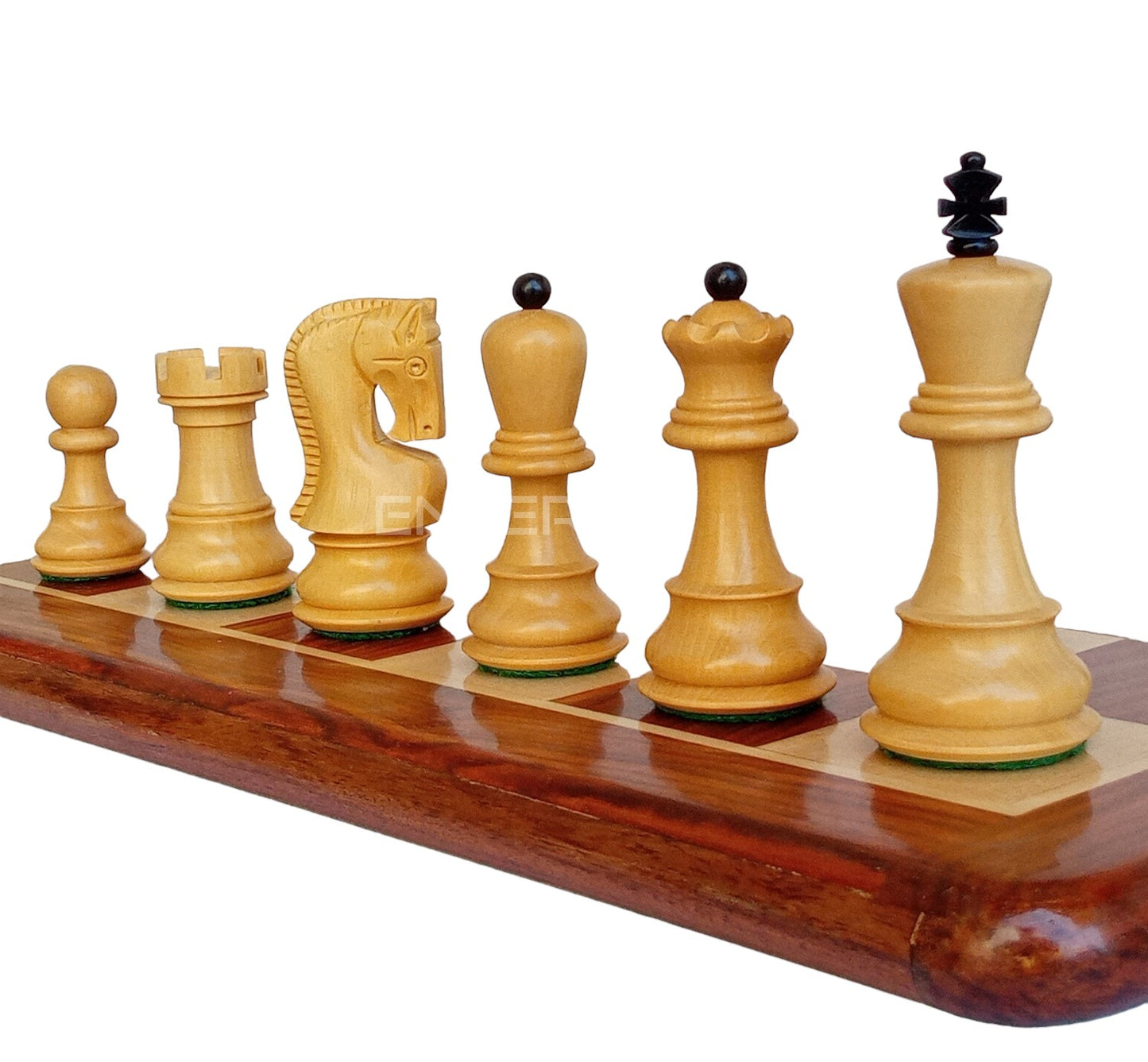 3.75" Reproduced 1959 Russian Zagreb Series Wooden Chess Pieces with 2 extra Queens - Made of Ebonized and Boxwood (without chess board)