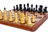 17" x 17" Wooden FLAT Chess Board - 1959 Reproduced 3.75" Ebonized Russian Zagreb with 2 Extra Queens