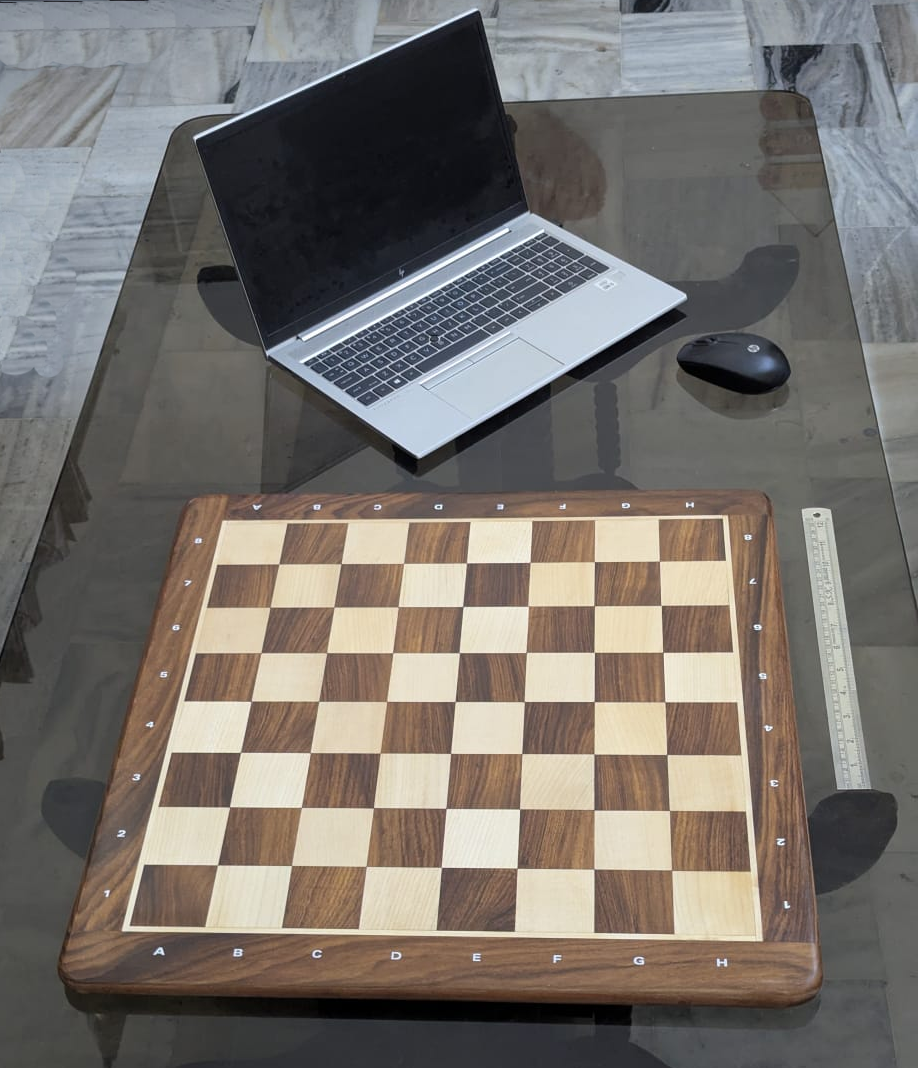 21 x 21 inch Rosewood and Maple Wood FLAT Chess Board without Chess Pieces - Premium Handcrafted