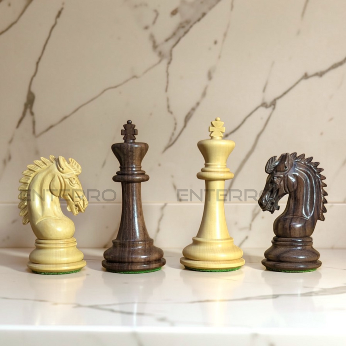 3.9" Emperor Series Wooden Chess Pieces - Made of Rosewood and Boxwood