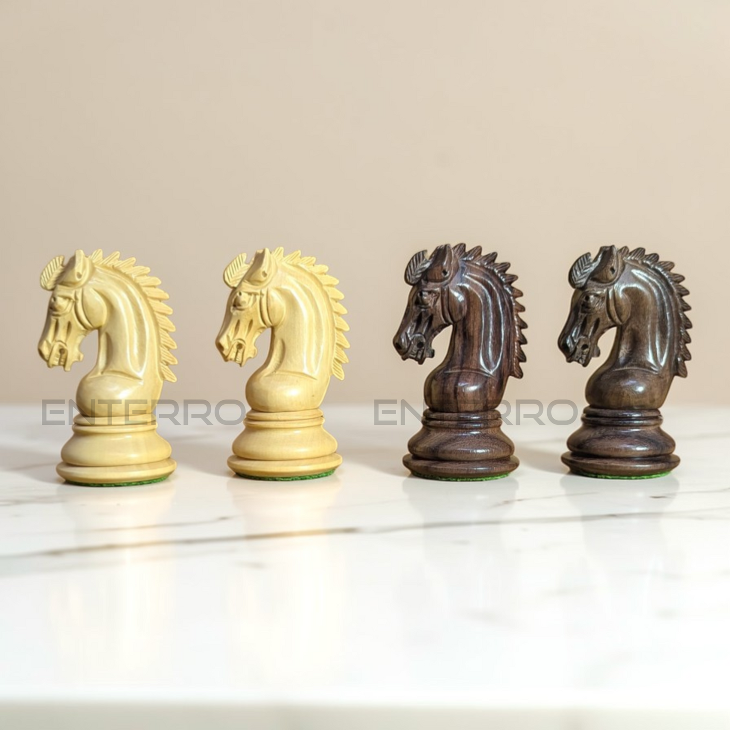 3.9" Emperor Series Wooden Chess Pieces - Made of Rosewood and Boxwood