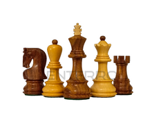 Afbeelding in Gallery-weergave laden, Russian Zagreb 3.75&quot; Wooden Chess Pieces with 2 extra Queens - Made of Rosewood and Boxwood - Handcrafted (without chess board)