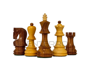Russian Zagreb 3.75" Wooden Chess Pieces with 2 extra Queens - Made of Rosewood and Boxwood - Handcrafted (without chess board)