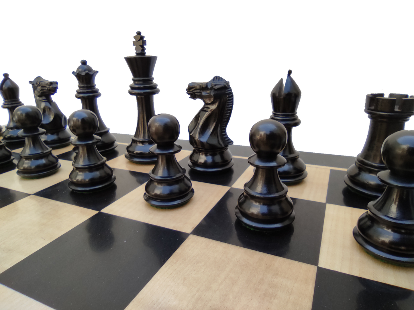 21 x 21 inch Wooden Chess Set - Square 55 mm - Made of Ebony Wood and Maple wood || 3.9" New Staunton Series Chess Pieces made of Black Ebony Wood and Boxwood