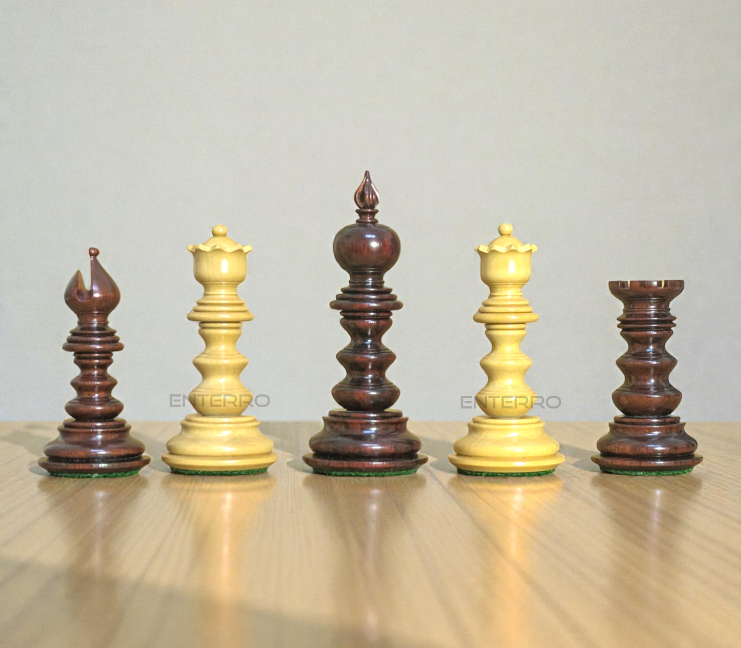 4.3" Savano Series Luxury Wooden Chess Pieces - Made of Red Bud Rosewood and Boxwood