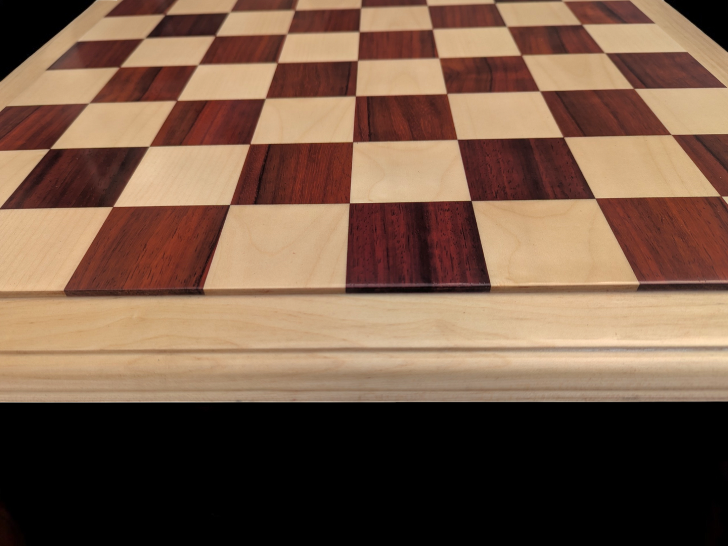 21 x 21 inch Natural Red Rosewood and Maple Wood FLAT Chess Board without Chess Pieces - Premium Handcrafted