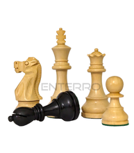 Afbeelding in Gallery-weergave laden, 4&quot; Fierce Knight Series - Wooden Chess Pieces - Made of Boxwood &amp; Ebonized Boxwood - Handcrafted (without chess board)