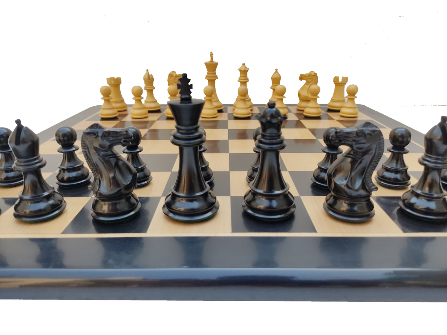 21 x 21 inch Wooden Chess Set - Square 55 mm - Made of Ebony Wood and Maple wood || 3.9" New Staunton Series Chess Pieces made of Black Ebony Wood and Boxwood