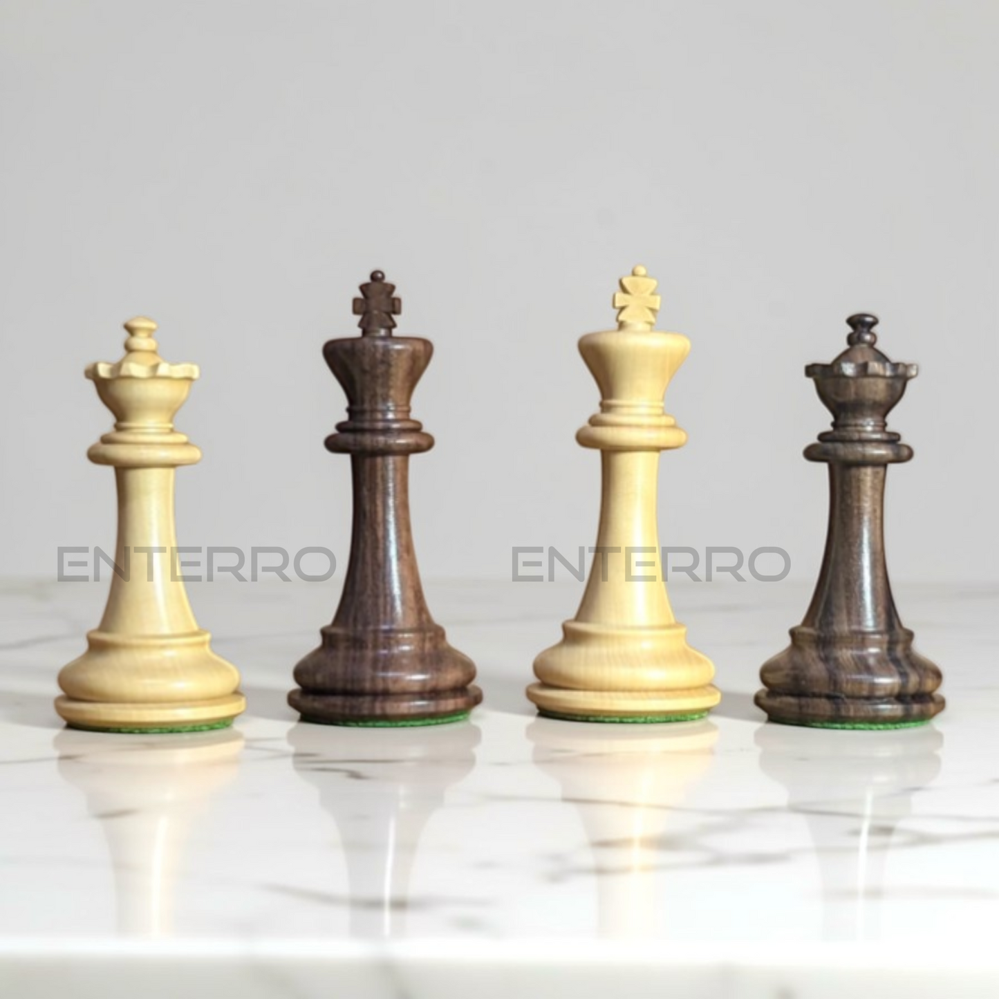 3.9" Emperor Series Wooden Chess Pieces - Made of Rosewood and Boxwood