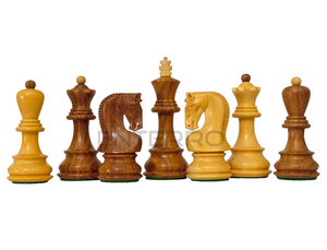 Russian Zagreb 3.75" Wooden Chess Pieces with 2 extra Queens - Made of Rosewood and Boxwood - Handcrafted (without chess board)