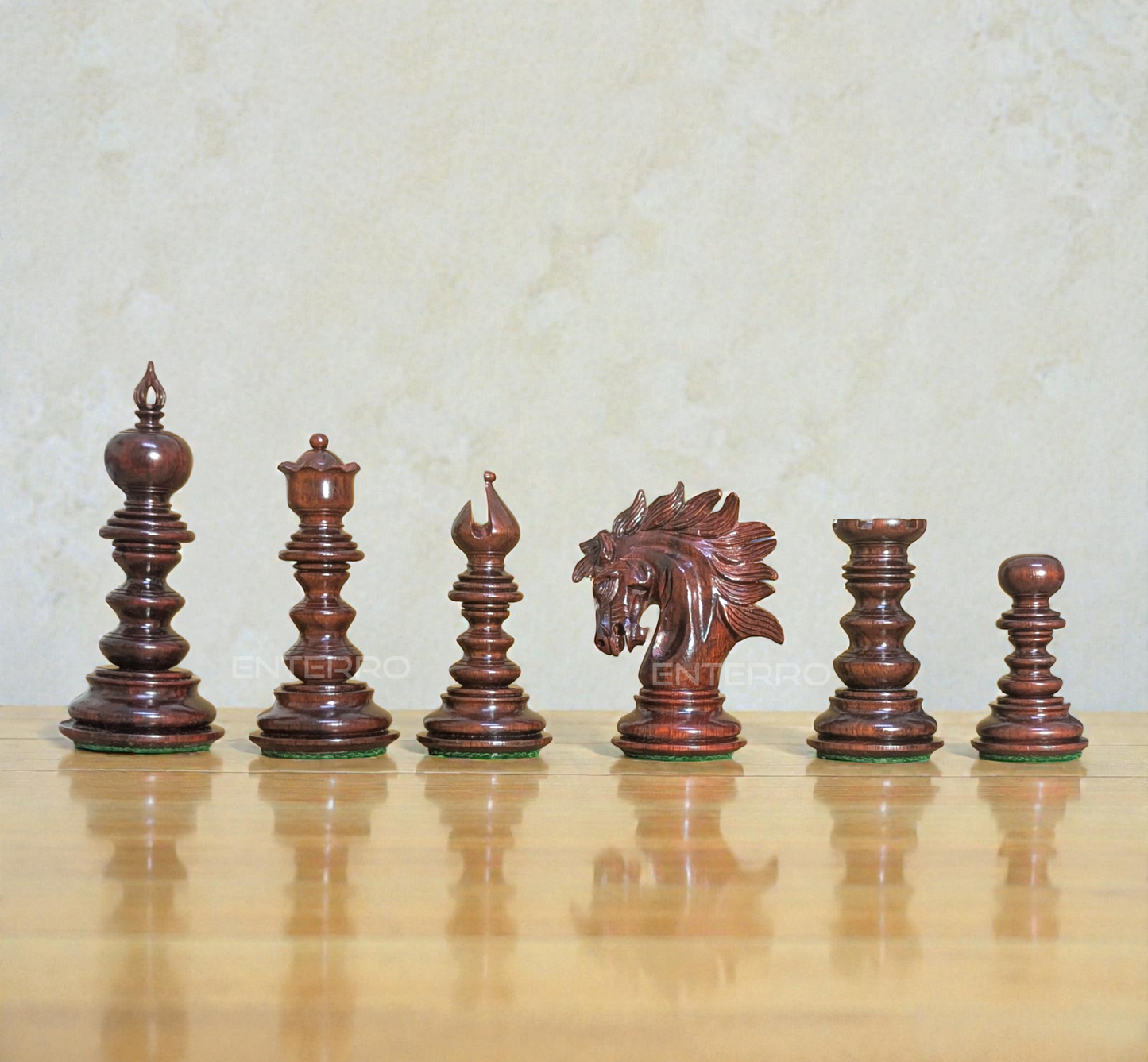 4.3" Savano Series Luxury Wooden Chess Pieces - Made of Red Bud Rosewood and Boxwood