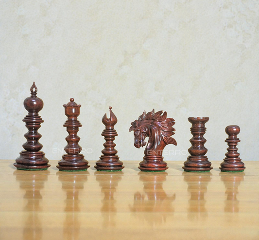 4.3" Savano Series Luxury Wooden Chess Pieces - Made of Red Bud Rosewood and Boxwood