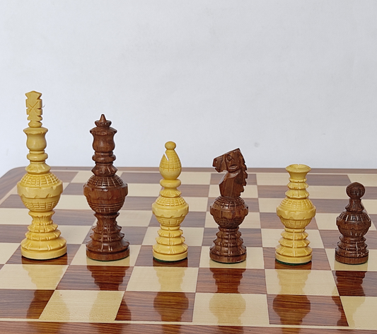 5" Globe Wooden Chess Pieces - Handicraft Carving - Made of Rosewood and Boxwood