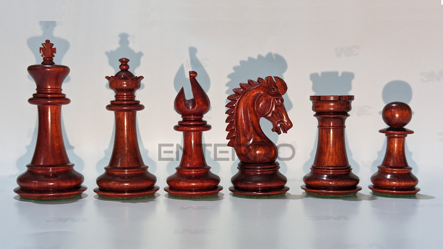 3.75" Emperor Series Wooden Chess Pieces - Made of Red Bud Rosewood and Boxwood