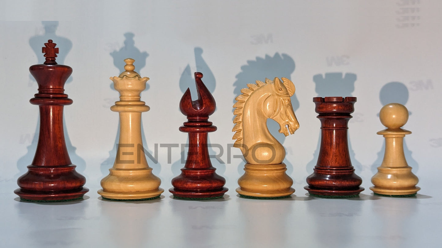 3.75" Emperor Series Wooden Chess Pieces - Made of Red Bud Rosewood and Boxwood