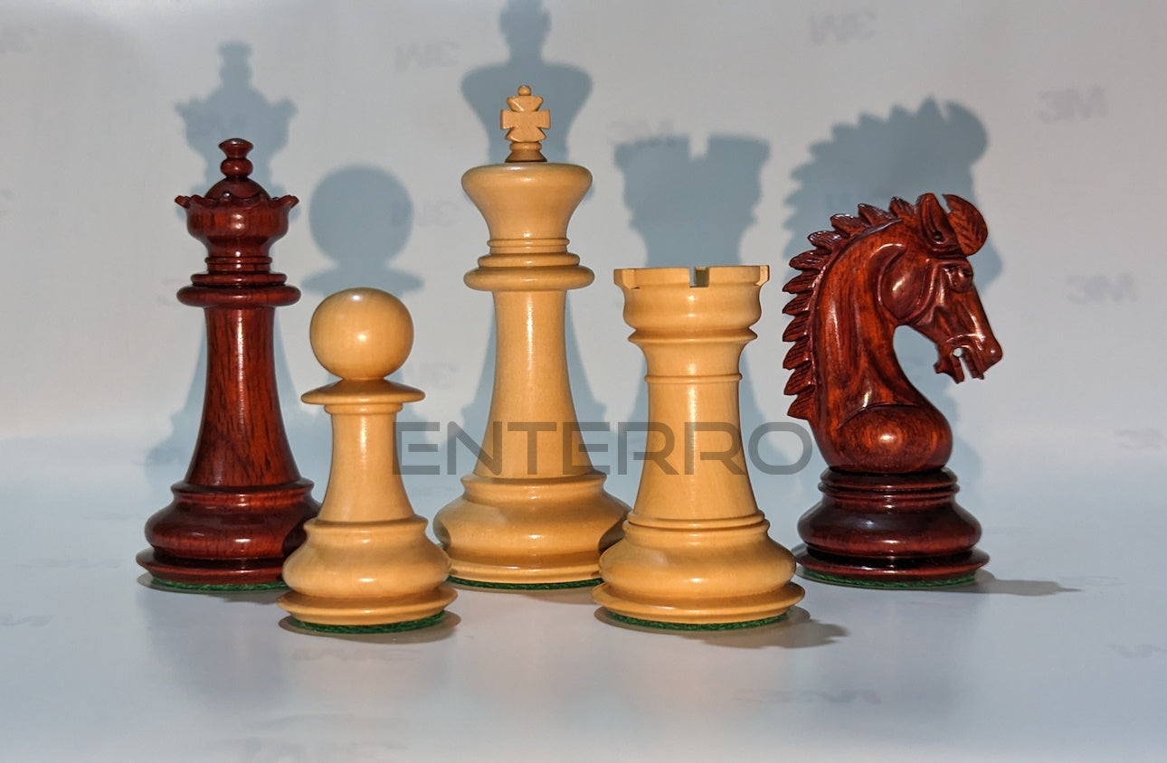 3.75" Emperor Series Wooden Chess Pieces - Made of Red Bud Rosewood and Boxwood