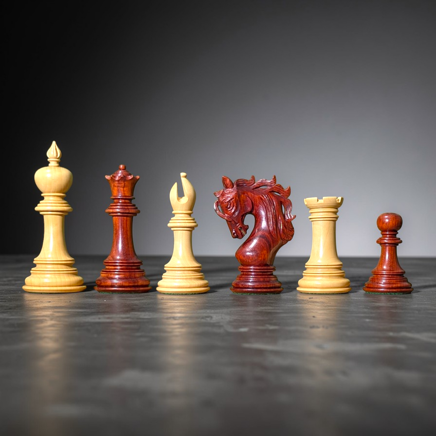 4.4 Valluzia Series Wooden Chess Pieces - Made of Red Bud Rosewood and Boxwood