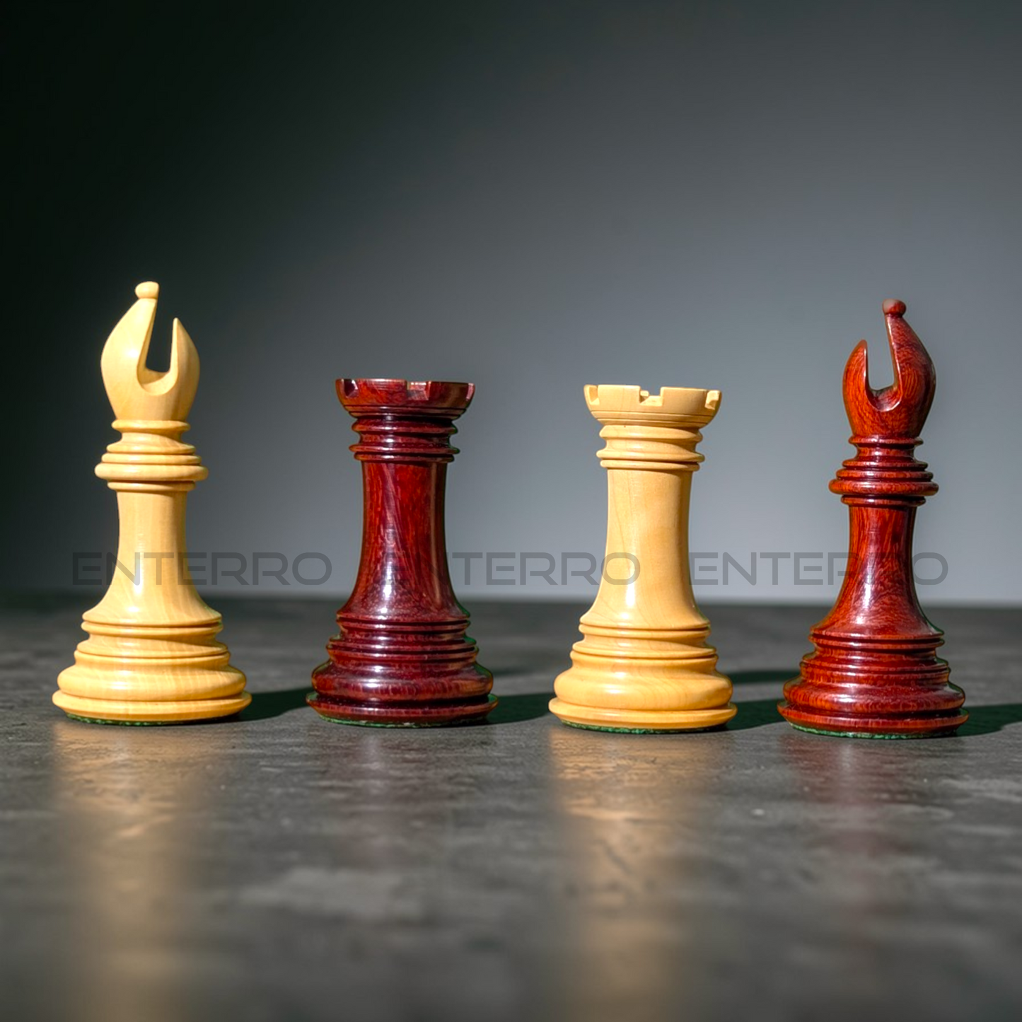 4.4 Valluzia Series Wooden Chess Pieces - Made of Red Bud Rosewood and Boxwood
