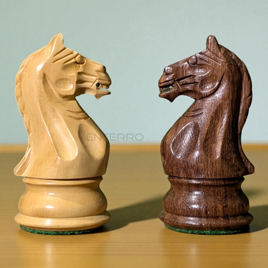 4.2" Fierce Knight Series - Wooden Chess Pieces - Made of Acacia Wood and Boxwood