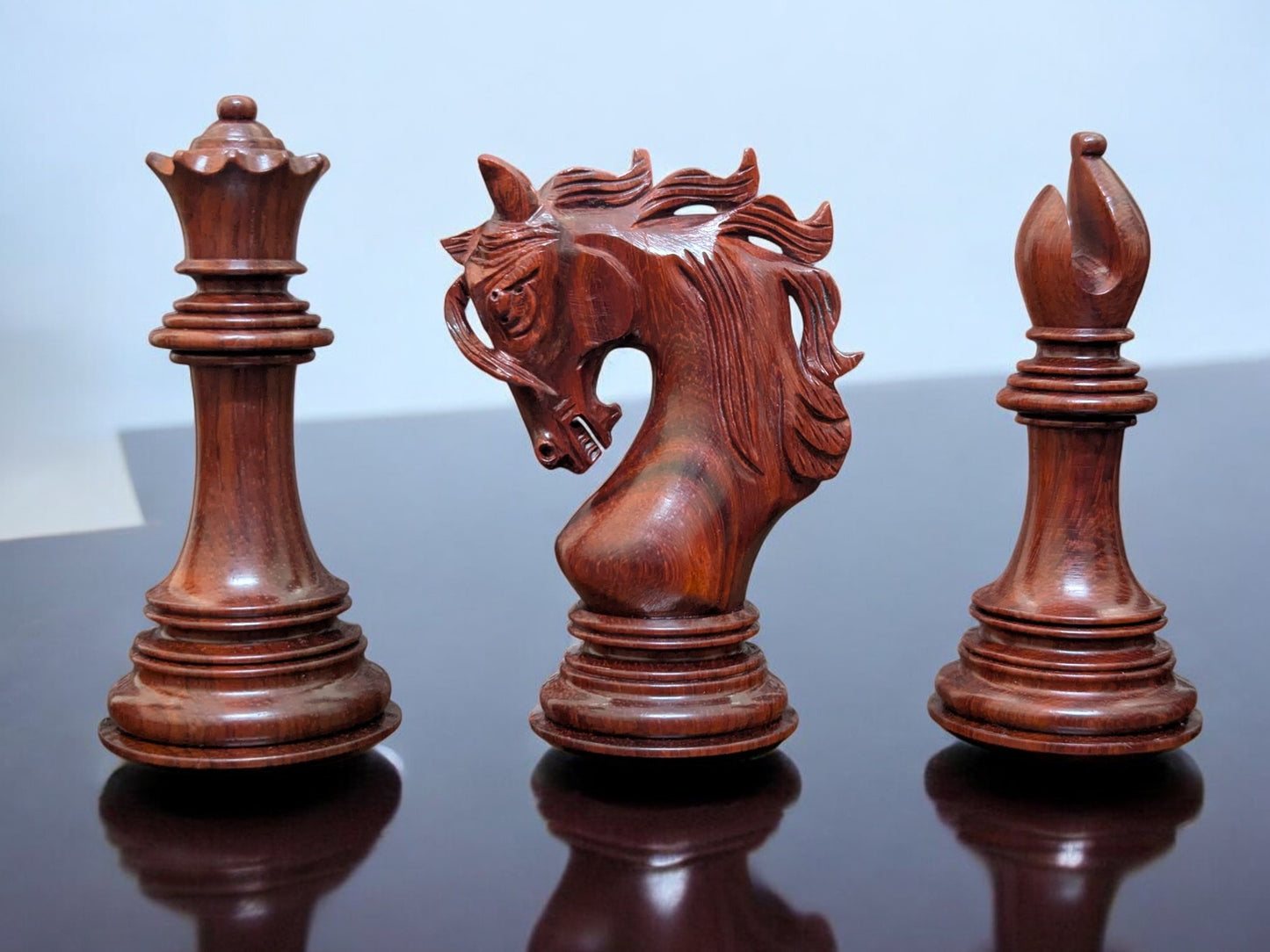 4.4 Valluzia Series Wooden Chess Pieces - Made of Red Rosewood and Boxwood