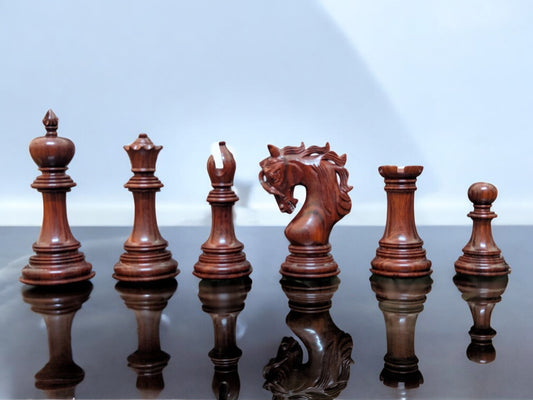 4.4 Valluzia Series Wooden Chess Pieces - Made of Red Rosewood and Boxwood