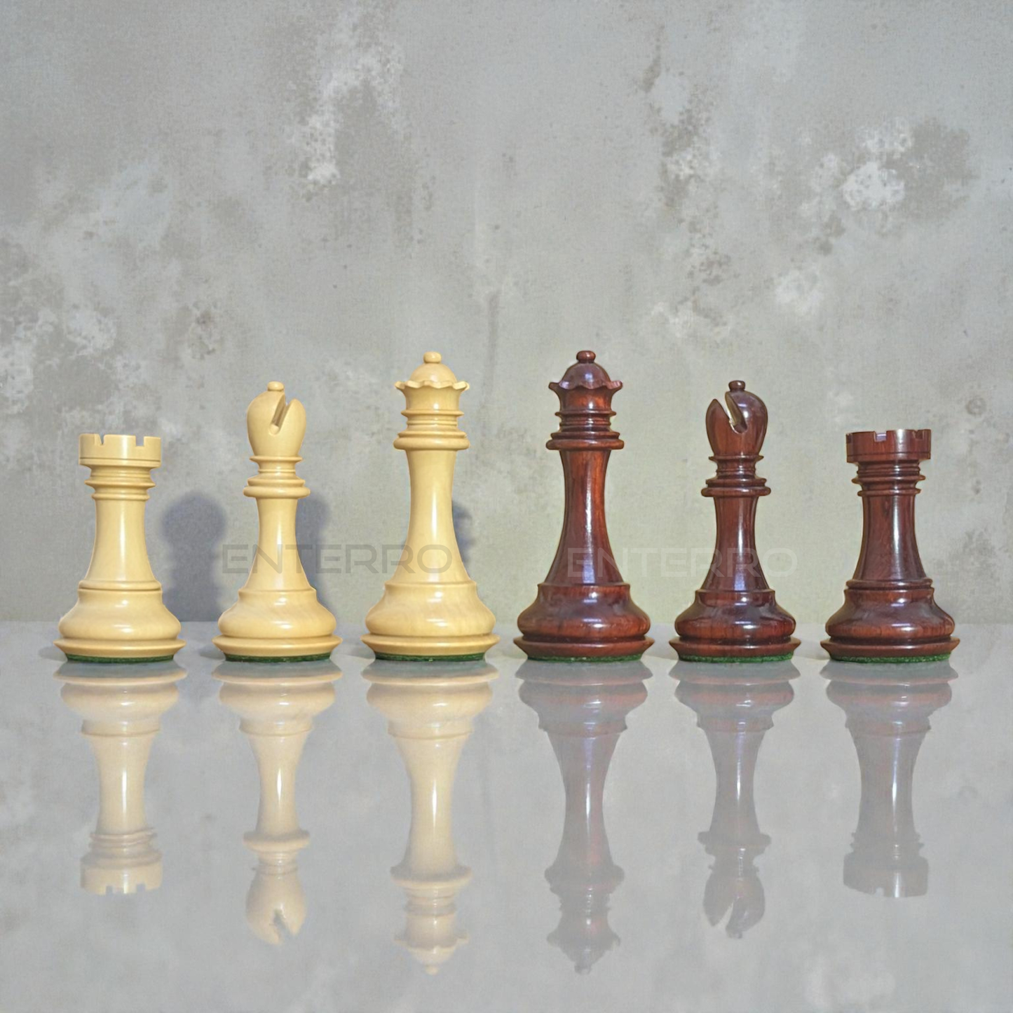 4.6" Pegasus Series Staunton Wooden Chess Pieces - Made of Red Bud Rosewood and Boxwood