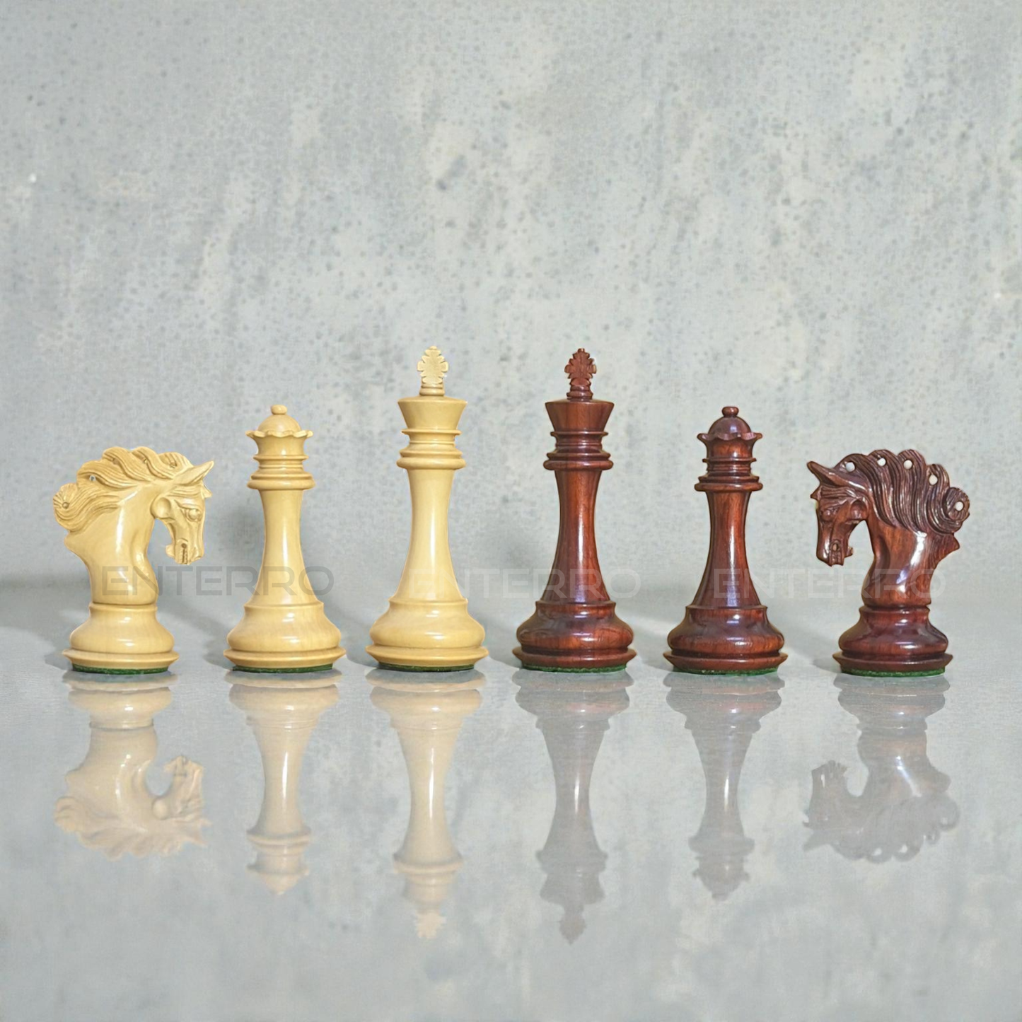 4.6" Pegasus Series Staunton Wooden Chess Pieces - Made of Red Bud Rosewood and Boxwood