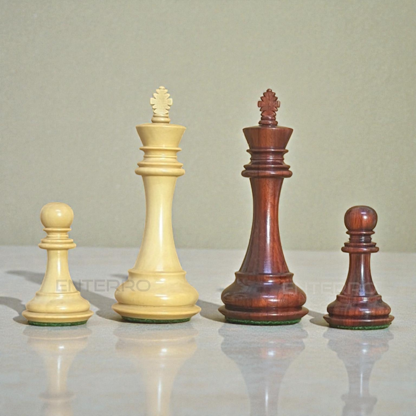 4.6" Pegasus Series Staunton Wooden Chess Pieces - Made of Red Bud Rosewood and Boxwood