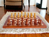 17 x 17 inch Wooden FLAT Chess Board with 3" Rio Series Wooden Chess Pieces - Premium Quality - Handcrafted