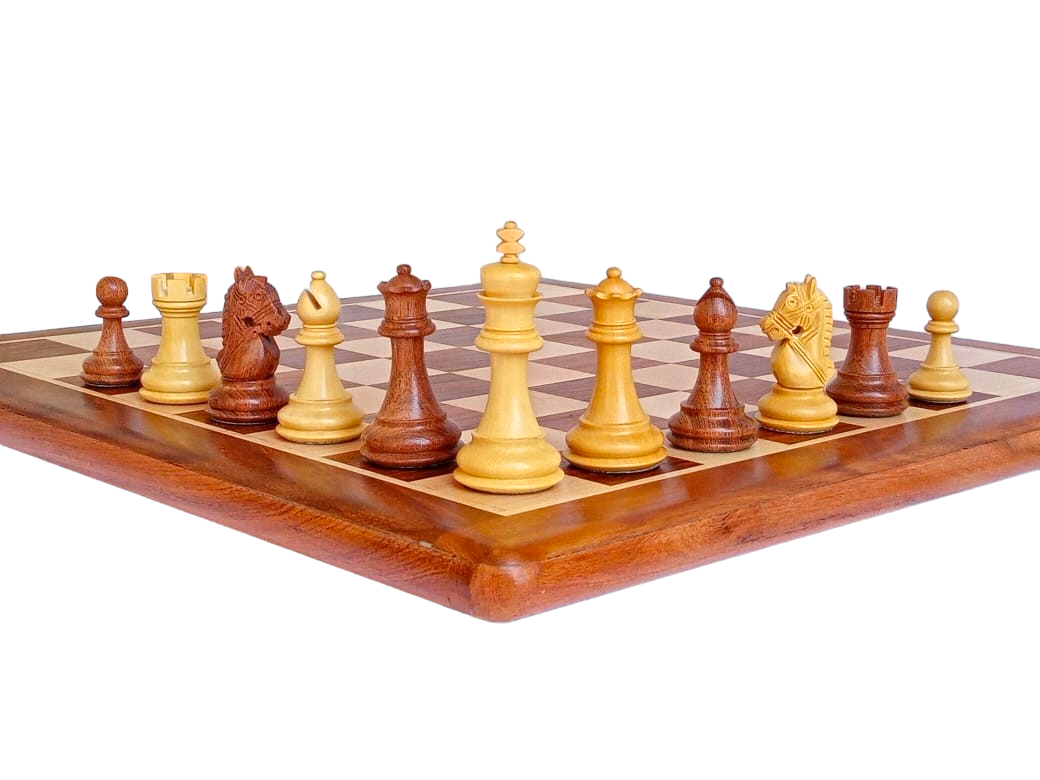 17 x 17 inch Wooden FLAT Chess Board with 3" Rio Series Wooden Chess Pieces - Premium Quality - Handcrafted