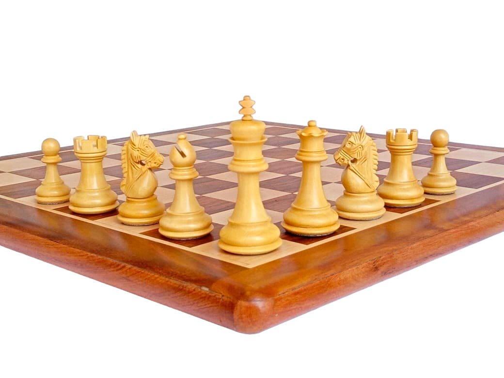 17 x 17 inch Wooden FLAT Chess Board with 3" Rio Series Wooden Chess Pieces - Premium Quality - Handcrafted