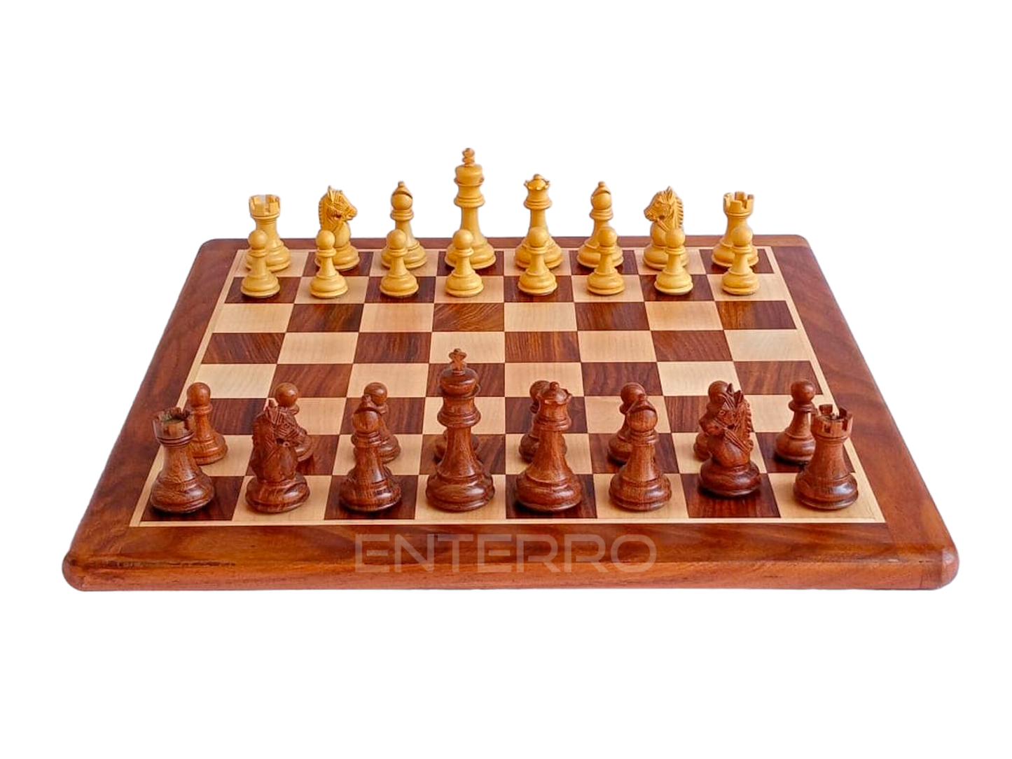 17 x 17 inch Wooden FLAT Chess Board with 3" Rio Series Wooden Chess Pieces - Premium Quality - Handcrafted