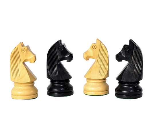 3.75" German Knight Staunton Standard - EBONIZED Series - Wooden Chess Pieces