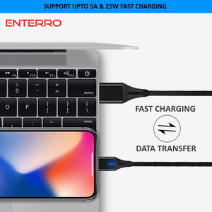 ENTERRO Magnetic Cable 5A 25W Fast Charging - Data Transfer - Nylon Braided - USB Charging Cable - 1m (Type-C)