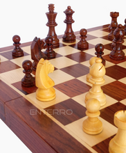 Cargar imagen en el visor de la galería, ENTERRO™ Wooden Magnetic Chess Board Set - 14 x 14 inch - 2 Extra Queens with Magnetic Coins - Folding &amp; Travel Friendly Chess - FREE PDF Chess Manual (CHECK OUR REVIEWS ON TRUST PILOT)