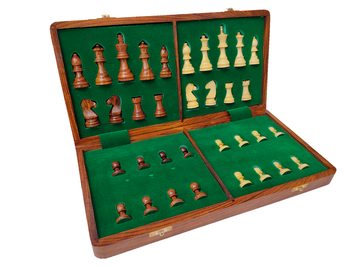 16" x 16" ENTERRO™ Wooden Foldable Magnetic Chess Board Set - King Size 3" high - Premium Handcrafted