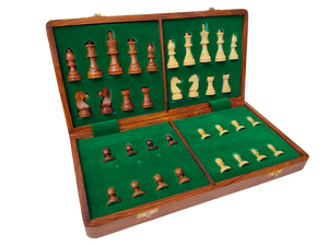 ENTERRO™ Wooden Foldable Magnetic Chess Board Set - 16 x 16 inch - King Size 3" high - Premium Handcrafted - Folding & Travel Friendly Chess